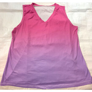Women's PLus Size 3XL XXX‎ Pink to Purple Ombré V-Neck Sleeveless Tank Top Shirt